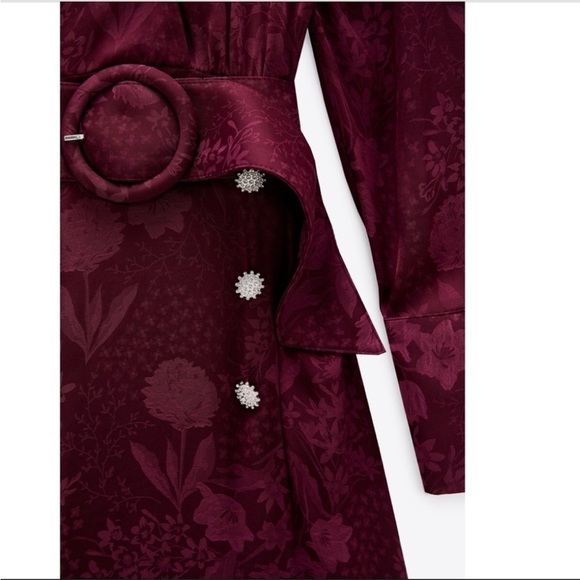Zara new with tags long sleeve satin floral printed belted mini dress - Picture 10 of 10